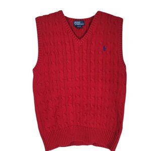 Polo Ralph Lauren  Boys Cable Knit Sweater Vest Red Size M (10-12)